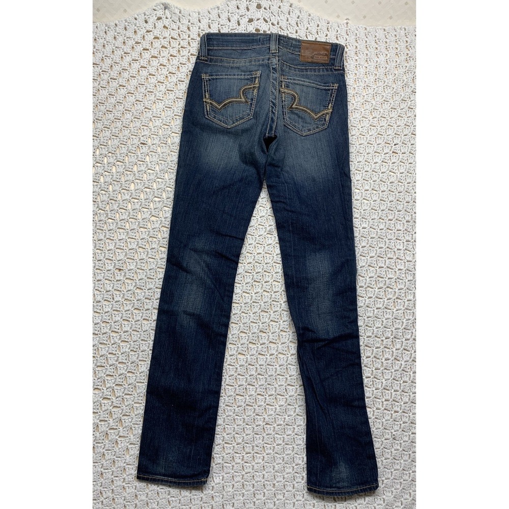 Big Star Casey K Skinny Jeans Women 25L Aprx W28L33 Low Rise Fit Blue Embroidery